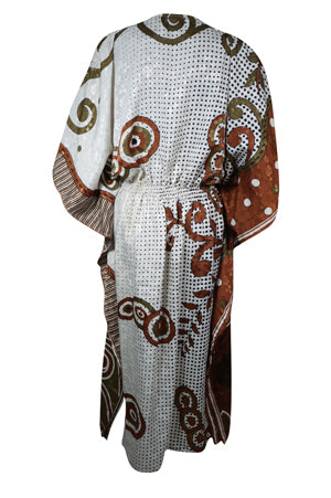 Boho Summer Maxi Kaftan For Women White, Brown, Floral Beach Wear Caftan L-2X