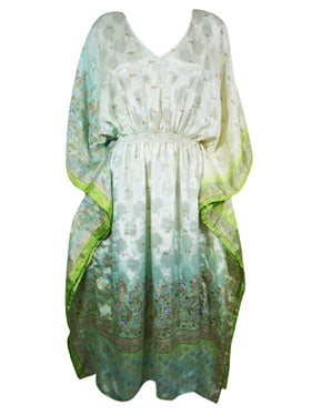 Boho Summer Maxi Kaftan For Women Light, Green, Floral Beach Wear Caftan L-2X