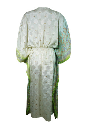 Boho Summer Maxi Kaftan For Women Light, Green, Floral Beach Wear Caftan L-2X