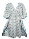 Women Beach Kaftan Dress Blue Floral Midi Caftan, Lounge wear Resort dress, One size
