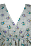 Women Beach Kaftan Dress Blue Floral Midi Caftan, Lounge wear Resort dress, One size