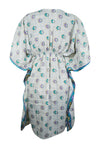 Women Beach Kaftan Dress Blue Floral Midi Caftan, Lounge wear Resort dress, One size