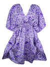 Women Sari Caftan, Midi Dress, Purple Floral Print, Beach Cover up, Boho Dresses One size