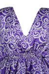 Women Sari Caftan, Midi Dress, Purple Floral Print, Beach Cover up, Boho Dresses One size