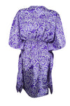 Women Sari Caftan, Midi Dress, Purple Floral Print, Beach Cover up, Boho Dresses One size