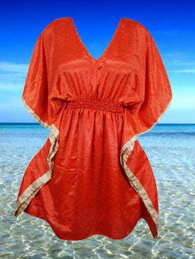 Red Beach Cover-up Short Kaftan Dress Summer Dresses One size