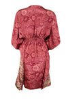 Womens Short Summer Kaftan, Hippie dress, Rustic Pink Printed Beach Coverup One size