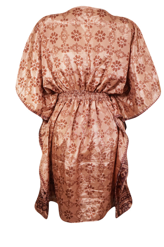 Summer Beach Kaftan Dress, rouge pink Printed Resort Wear Caftan Dresses One size