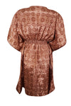 Women Recycle Silk Short Kaftan Dress, Nude Fury Printed Beach Dresses One size