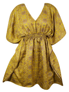  Boho Summer Maxi Kaftan For Women Stylish Yellow Floral Caftan Dress One Size