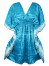 Women Beach Kaftan Dress Blue Short Summer Dresses, One size