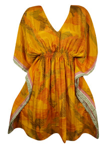  Summer Beach Kaftan Dress Gold Yellow Resort Wear Caftan Dresses SML