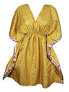 Women Summer Beach Kaftan Dress Stylish Yellow Resort Wear Caftan Dresses SML