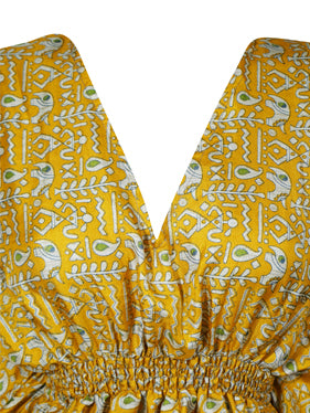 Women Summer Beach Kaftan Dress Stylish Yellow Resort Wear Caftan Dresses SML