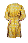 Women Summer Beach Kaftan Dress Stylish Yellow Resort Wear Caftan Dresses SML
