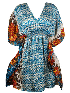Women's Stylish Dark Blue, Kaftan, Recycle Silk Tunic Kaftan, SML