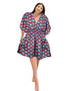 Red & Blue Floral Summer Beach Kaftan – Women's Printed Resort Wear Dress  SML