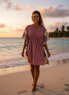 Women's Red &amp; Beige Floral Short Kaftan – Boho Beach Cover-Up Summer Dress, One size Infuse your summer style with bold charm and earthy elegance in our&nbsp;Red and Beige Floral Short Kaftan Dress
