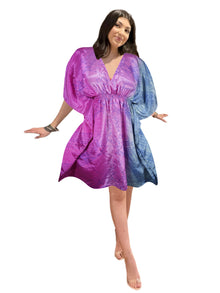  Women's Light Pink Floral Kaftan – Boho Summer Beach & Resort Wear Dress One size
