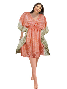  Women's Peachy Pink Printed Kaftan – Boho Summer Beach & Resort Wear Dress One size