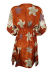 Women Summer Beach Kaftan Dress Orange Floral Resort Wear Caftan Dresses One size