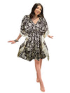 Women's Beige Coffee Floral Kaftan – Boho Summer Beach & Resort Wear Dress One size