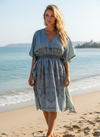 Dark Gray Resort Kaftan – Recycled Silk Summer Beach Cover-Up for Women One size