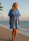 Stylish Tufts Blue Kaftan – Recycled Silk Boho Tunic Caftan for Women  SML