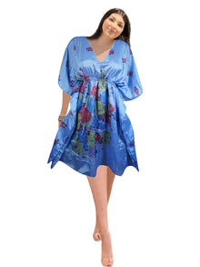  Stylish Tufts Blue Kaftan – Recycled Silk Tunic Kaftan for Women SML