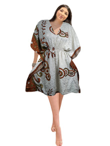  White Recycled Silk Kaftan – Beach Cover-Up Tunic Caftan for Women SML