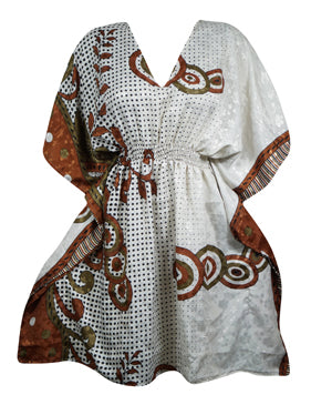 Beach Coverup White Kaftan Recycle Silk Tunic Caftan, Coverup, SML