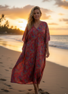 Women’s Coral Pink Long Kaftan Dress – Stylish Boho Maxi Kaftan & Summer Beach Cover-Up, One size
