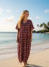 Red & White Floral Beach Kaftan Dress – Stylish Summer Caftan for Women One size