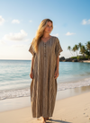 Women’s French Beige Long Beach Kaftan Dress – Elegant Summer Caftan for Women One size