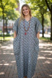  Women’s Floral Beach Cover-Up Kaftan – Long Summer Caftan Loungewear