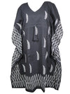 Muumuu Black, White Feathers Kaftan