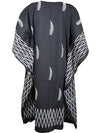 Muumuu Black, White Feathers Kaftan, Midi Dresses, Cotton Caftan Dress, Resort Wear S-XL