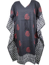 Boho Black Cotton Kaftan Dress, Muumuu, Womans Kimono Kaftan, Midi Dress, S-XL