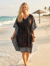 Boho Black Cotton Kimono Kaftan – Women’s Muumuu Midi Dress & Lounge Wear S-XL