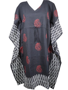  Boho Black Cotton Kaftan Dress,