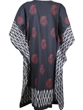 Boho Black Cotton Kaftan Dress, Muumuu, Womans Kimono Kaftan, Midi Dress, S-XL