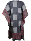 Womens Kaftan Midi Dress Mummuu, Black Red, Summer Cotton Kimono Kaftan, S-XL