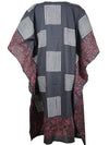 Womens Kaftan Midi Dress, Mummuu, Black Red, Summer Cotton Kimono Kaftan, S-XL