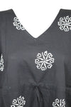 Womens Kimono Kaftan Dress, Travel, Lounge wear, Black, Short Cotton Dress One size