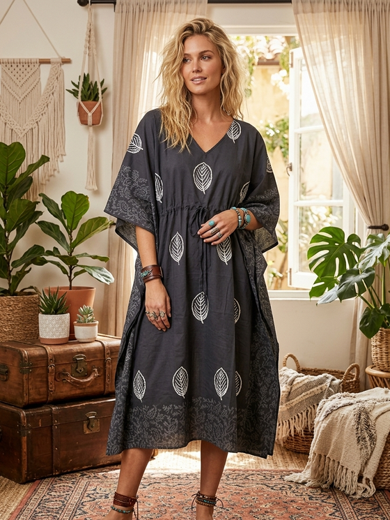 Womens Black Boho Kaftan Dress Lightweight Cotton Midi Resort Wear Black Cotton Midi Kaftan Womens Bohemian Beach & Lounge Dress S/M/L Womens Black Boho Kaftan Dress Lightweight Cotton Midi Resort Wear Black Cotton Midi Kaftan Womens Bohemian Beach & Lounge Dress S/M/L