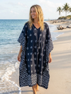 Women’s Black Cotton Kimono Kaftan Dress – Short Boho Travel & Loungewear One size
