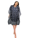 Women's Black Short Cotton Kimono Kaftan – Travel & Loungewear Dress One size