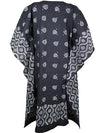 Womens Kimono Kaftan Dress, Travel, Lounge wear, Black, Short Cotton Dress One size