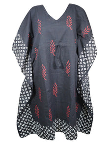  Womens Kimono Kaftan Dress, Travel, Lounge wear, Black, Short Cotton Dress, One size