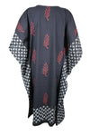 Womens Kimono Kaftan Dress, Travel, Lounge wear, Black, Short Cotton Dress, One size